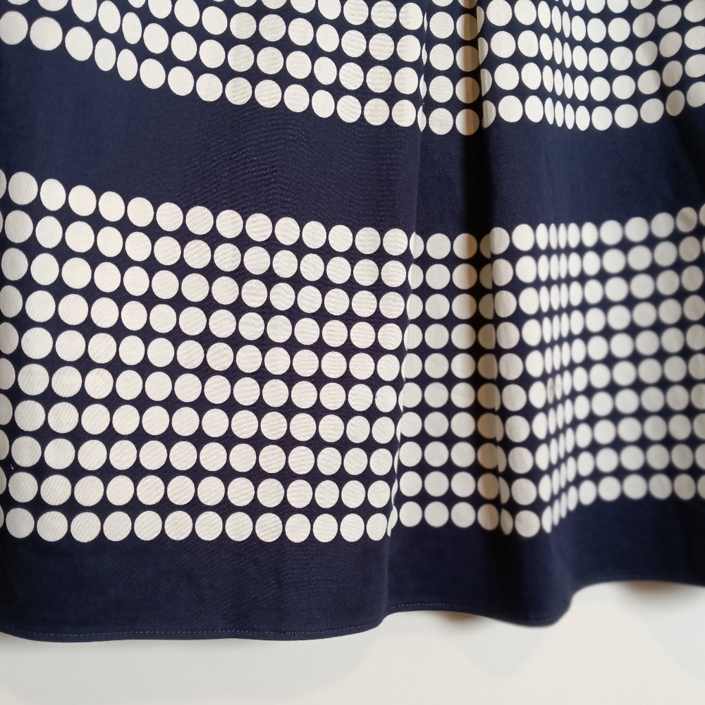 Talbots Navy & White Polka Dot Satin Semi-Pleated Skirt - Picture 8 of 10